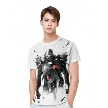 A Retro and Pixelated Style: White Iron Man Pixel Art T-shirt