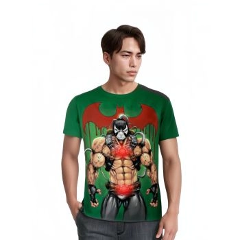 Showcasing Muscular Menace with the Bane From Batman T-Shirt in Green