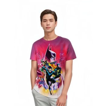 Batman Team: Passionate Pink and Vibrant Colors - Casual T-Shirt