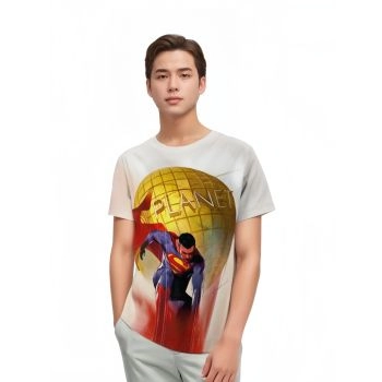 Urban Vibe in White: Superman's Graffiti Design Tee - For the Street-Smart and Cool!