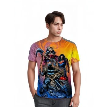 Batman X Superman X Wonder Woman: Black and Vibrant Colors - Relaxed T-Shirt