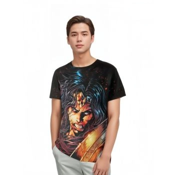 Pop Art Icon - Wonder Woman Pop Art T-Shirt in Sleek Black