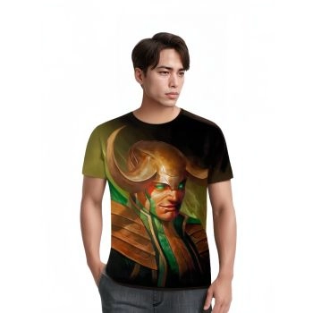 Loki T-Shirt in Green with Loki God of Mischief and Asgardian Design
