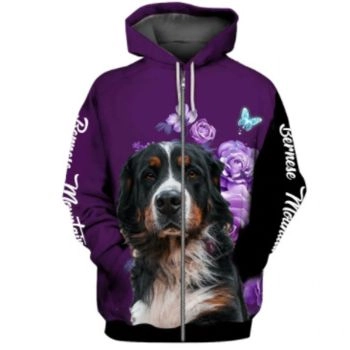 Cute And Loose Purple Dog Pattern Animals Hoodie