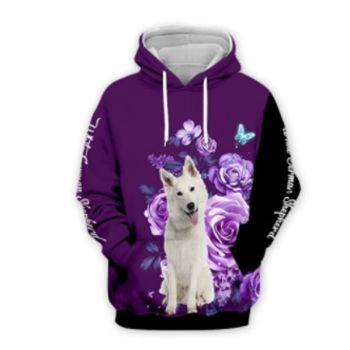 Loose Purple Dog Pattern Animals Hoodie