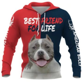 Precious Red Blue Dog Pattern Animals Hoodie