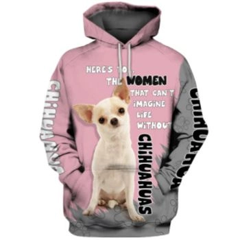 Cute Pink Dog Pattern Animals Hoodie