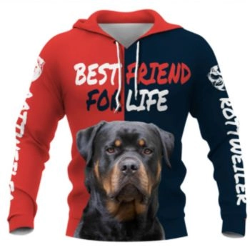 Elegance Red Blue Dog Pattern Animals Hoodie