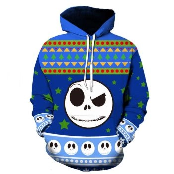 Nightmare Before Christmas Jack Sweatshirts &#8211; Nightmare Before Christmas Sweatshirts &#8211; Cool Blue Knitting Pattern 3D Ugly Christmas Sweatshirt