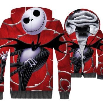 Nightmare Before Christmas Jackets &#8211; Nightmare Before Christmas Series Jack Skull Super Cool Red 3D Fleece Jacket