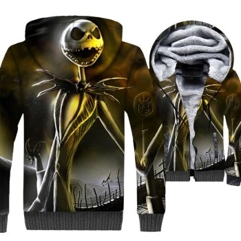 Nightmare Before Christmas Jackets &#8211; Skull Jack Series Flame Skull Jack Icon 3D Fleece Jacket