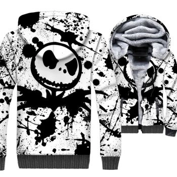 Nightmare Before Christmas Jackets &#8211; Skull Series Black and White Jack Skull Icon Super Cool 3D Fleece Jacket