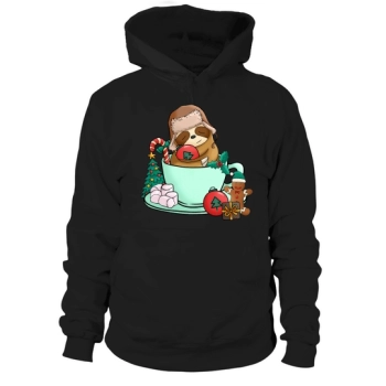 Christmas Hot Drinks Cute Sloth Hoodies