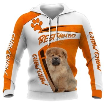 Vintage  And Loose Orange White Dog Pattern Animals Hoodie