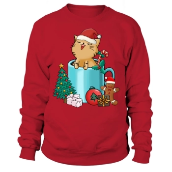 Christmas Hot Drinks Cute Cat Sweatshirt