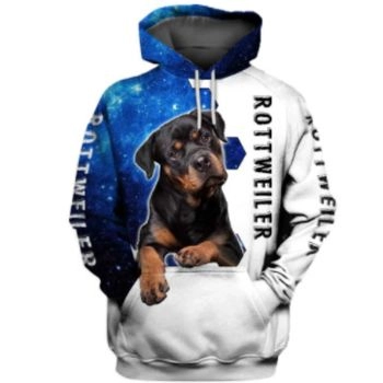 Street Blue White Dog Pattern Animals Hoodie