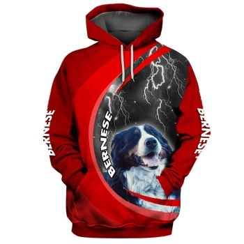 Vintage  And Loose Red Dog Pattern Animals Hoodie