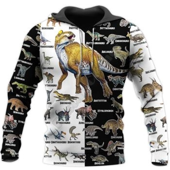 Loose And Gorgeous Black White Dinosaurs Pattern Animals Hoodie