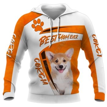 Loose And Fashion Orange White Dog Pattern Animals Hoodie