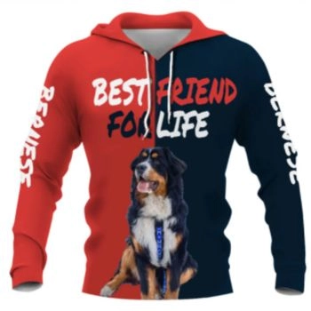 Cute And Loose Red Blue Dog Pattern Animals Hoodie