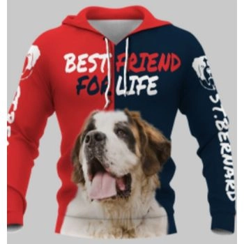  Precious And Gorgeous Red Blue Dog Pattern Animals Hoodie