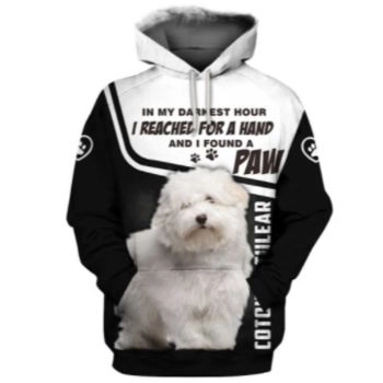 Loose And Fashion Black White Dog Pattern Animals Hoodie