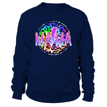 Mama Neon Lightning Bolt Leopard Sweatshirt