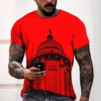 Red Gorgeous And Extraordinary Religious Beliefs Pattern 3D Printed T-Shirto