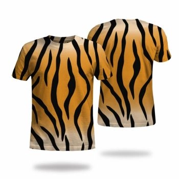 Orange Loose Tiger Pattern 3D Printed T-Shirto