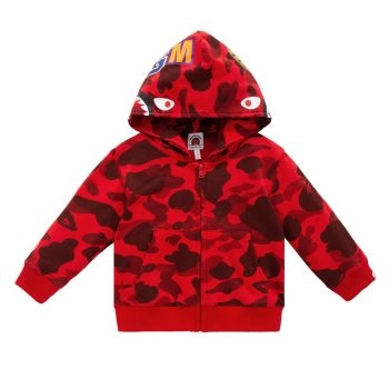 red BAPE WGM Camo Hooded Cardigan