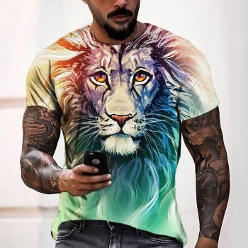 Colorful Breathable Lion Pattern 3D Printed T-Shirto