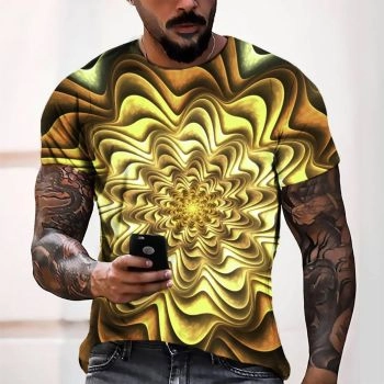 Yellow Vintage Texture Pattern 3D Printed T-Shirto