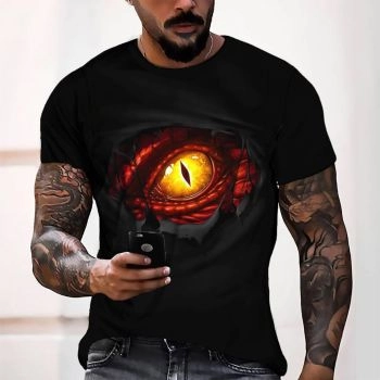 Red Street Dragon Eye Pattern 3D Printed T-Shirto