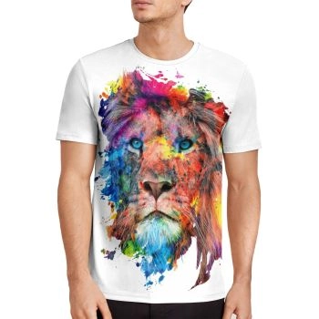 White Classical And Elegant Lion Pattern 3D Printed T-Shirto