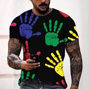 Black Generous And Beautiful Palm Pattern 3D Printed T-Shirto
