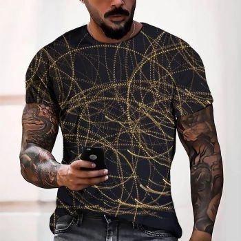 Black Playful And Lovely Line Art Pattern 3D Printed T-Shirto