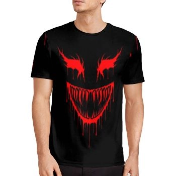 Black Loose Little Devil Pattern 3D Printed T-Shirto