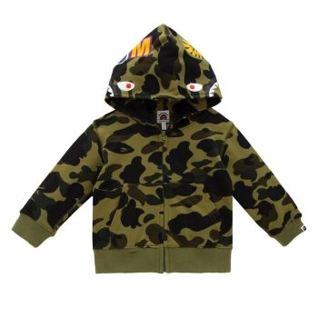 green BAPE WGM Camo Hooded Cardigan