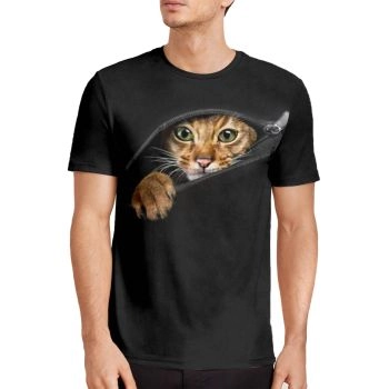 Black Gorgeous Cat Pattern 3D Printed T-Shirto