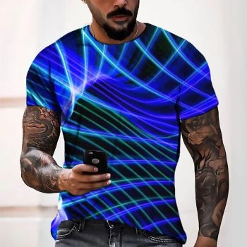 Blue Sexy And Slimming Lightning Pattern 3D Printed T-Shirto