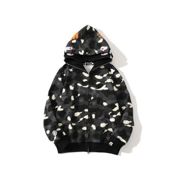 grey black Ape head double hooded cardigan jacket