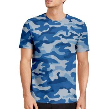 Blue Charming Texture Pattern 3D Printed T-Shirto