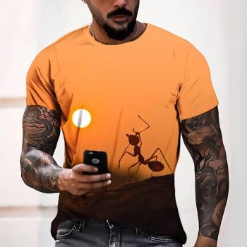 Orange Cute And Pretty Ants Pattern 3D Printed T-Shirto