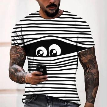 Black VintagePeeping Tom Pattern 3D Printed T-Shirto