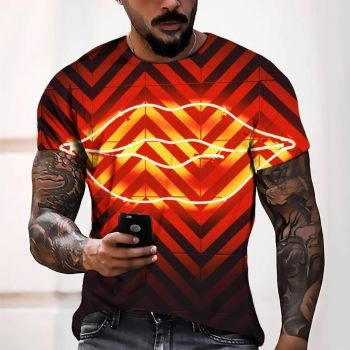 Red High Quality Red Lips Pattern 3D Printed T-Shirto