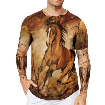 Orange Classical Horse Pattern 3D Printed T-Shirto