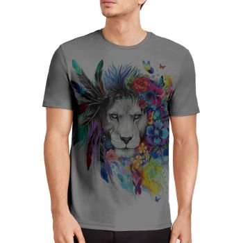 Colorful Charming Lion Pattern 3D Printed T-Shirto