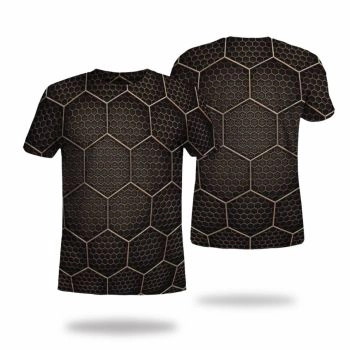 Black Leisurely Geometry Pattern 3D Printed T-Shirto