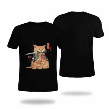 Black Vintage Cat Pattern 3D Printed T-Shirto