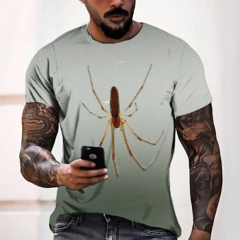Grey Gorgeous And Extraordinary Spider Pattern 3D Printed T-Shirto